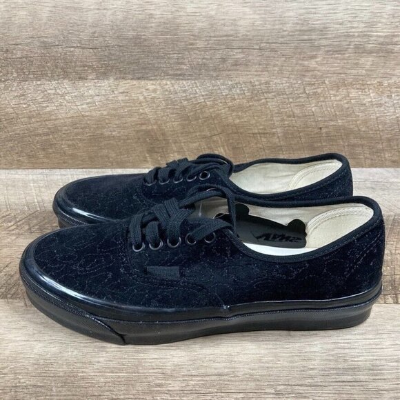 VANS OG Authentic LX Velvet Embroidery Leopard Black Skate Shoes Womens 8.5 NEW - Picture 4 of 10